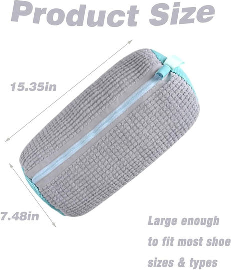Sac pentru spălarea pantofilor Quandes cu perii interioare 360° Curățare Spălare Uscare Transport Depozitare Sac Pantofi Durabil Poliester Premium Reutilizabil Portabil Rezistent 19x39 cm Gri