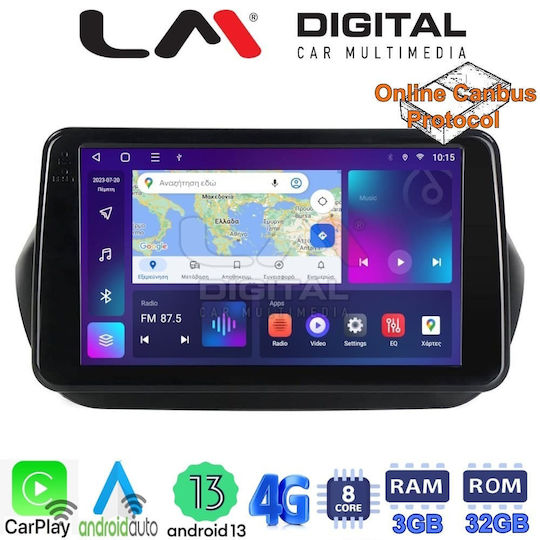 LM Digital Ηχοσύστημα Αυτοκινήτου για Peugeot Bipper Fiat Fiorino Citroen Nemo 2008> (Bluetooth/USB/WiFi/GPS/Apple-Carplay/Android-Auto)