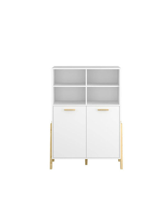 Kids Wooden Bookcase Belle White 102.5x41x152.5cm