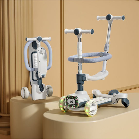 Homeone Kids Scooter Foldable 4-Wheel for 2+ Years Gray