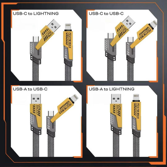 Powertech Braided USB to Type-C / Lightning 1m 3.25A Cable (PTR-0164)