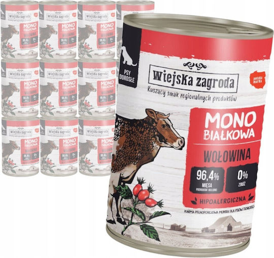 Wiejska Zagroda Wet Food Dogs in Cans with Beef, Turkey and Lamb Grain-Free 800gr