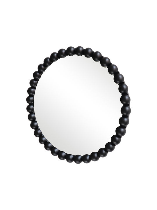 Pakketo Specio Wall Mirror with Black Wooden Frame Diameter 60cm 1pcs