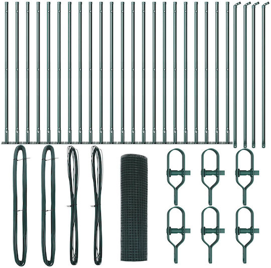 vidaXL Wire Fencing with PVC Coating Set Green 0.4x50m