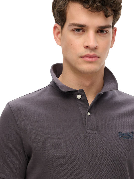 D2 Ovin Vint Polo Short Sleeve Gray Blouse