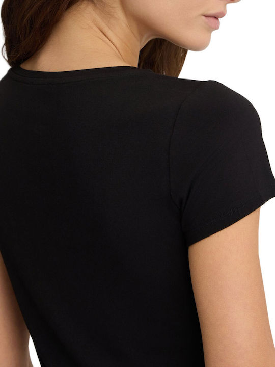 Women's Short Sleeve Black Blouse VA5156JS360 M9203