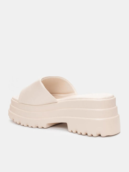 Women's Flat Sandals Flatforms in Beige Color