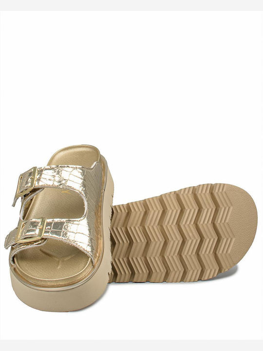 Muddy Women's Flat Sandals in Gold Color