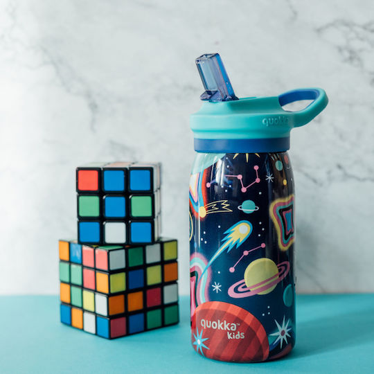 Quokka Kids Water Bottle Thermos Stainless Steel with Straw Non Spill 445ml