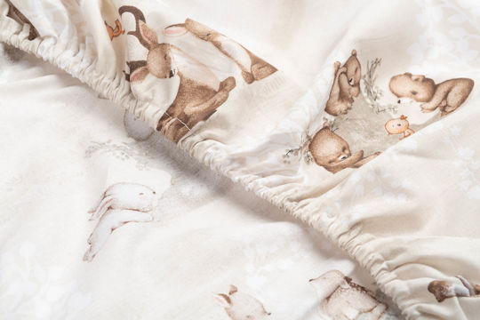 Sensillo Baby Sheet Crib Cotton Fitted Beige 60x120cm