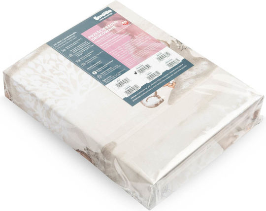 Sensillo Baby Sheet Crib Cotton Fitted Beige 60x120cm