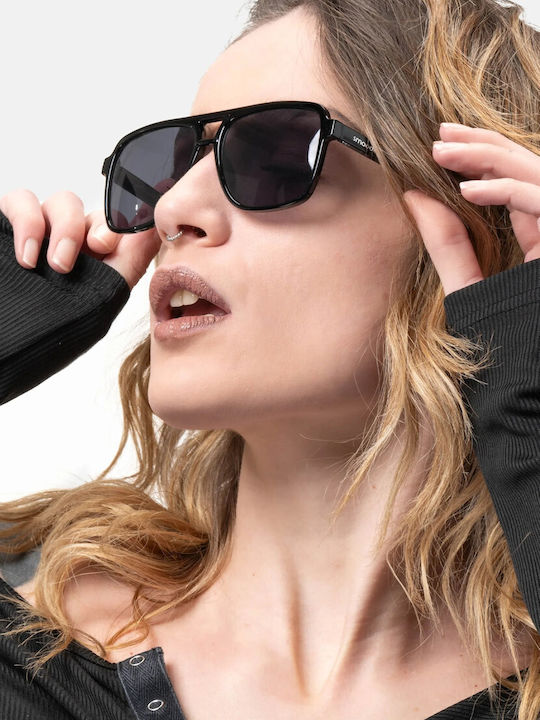 Smooder Unisex Sonnenbrille mit Schwarz Kunststoff Gestell und Schwarz Linse X037