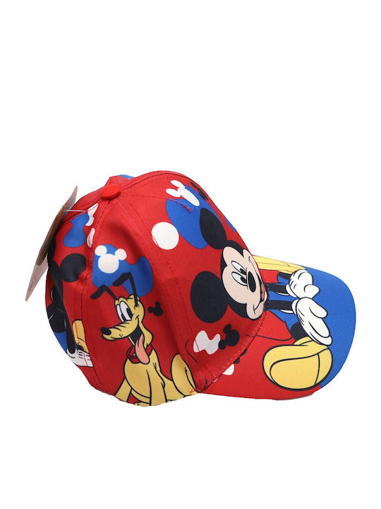 Disney Παιδικό Καπέλο Jockey Υφασμάτινο Mickey Mouse Κόκκινο