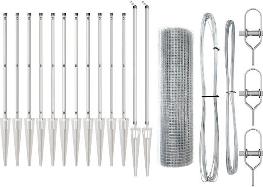 vidaXL Wire Fencing Galvanized Set Silver 1x25m