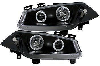 Front Headlights Angel Eyes Renault Megane 2002-2005 Black H1 Bulbs Set of 2 Pieces