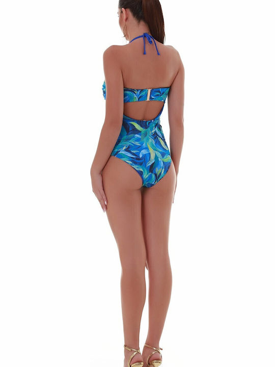 Strapless Ολόσωμο Μαγιό με Ελαφριά Ενίσχυση για Μεγάλο Στήθος Floral Ρουα
