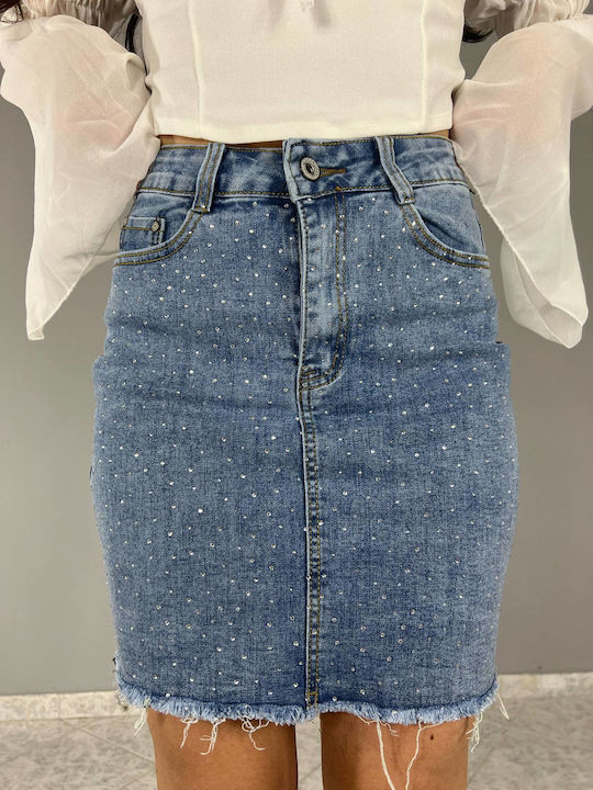 Denim Mini Fustă Blue