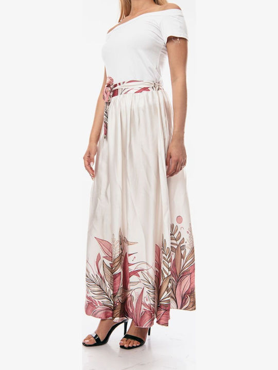 Hoch tailliert Maxi Rock Pink