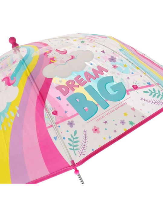 Unicorn Kids Curved Handle Umbrella with Diameter 70cm Transparent