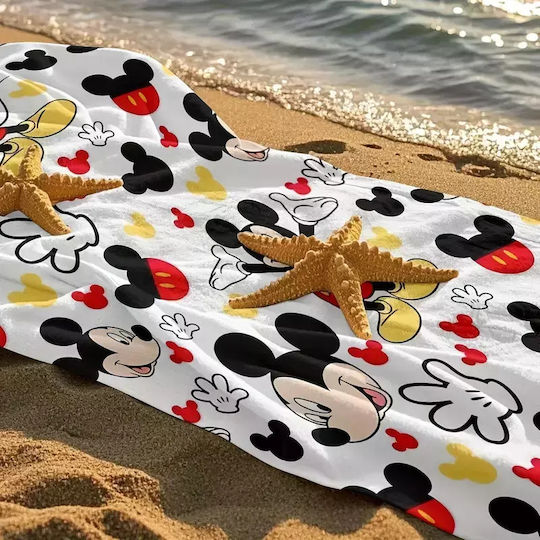 Prosop de plajă alb cu Mickey