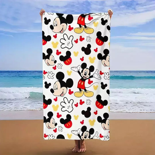 Prosop de plajă alb cu Mickey