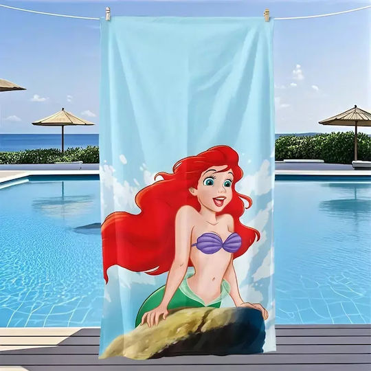 Little Mermaid Ariel Sky Blue Beach Towel