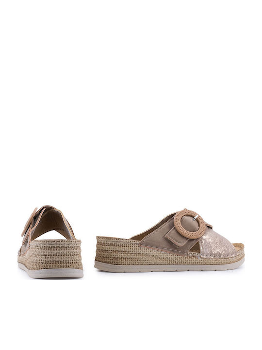 Damenplattformen Beige