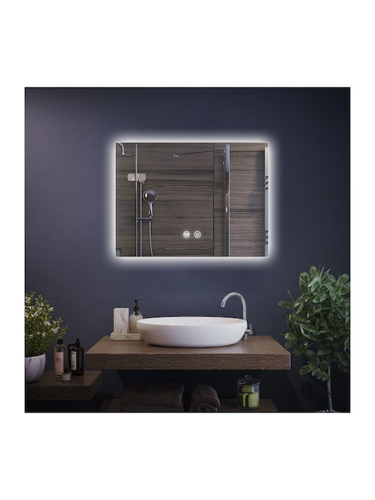 H2O Ορθογώνιος Καθρέπτης Μπάνιου Led Αφής 70x90cm