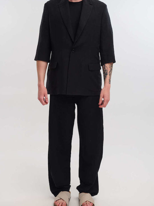 Royal Denim Men's Summer Suit Jacket Regular Fit Black