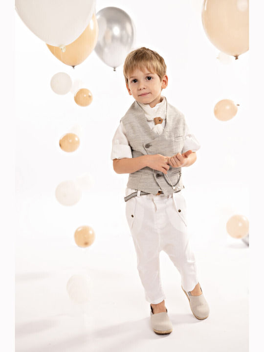 Baptism Suit for Boy White-Grey 125.28.8570 Baby Bloom Bbm-125-28-8570