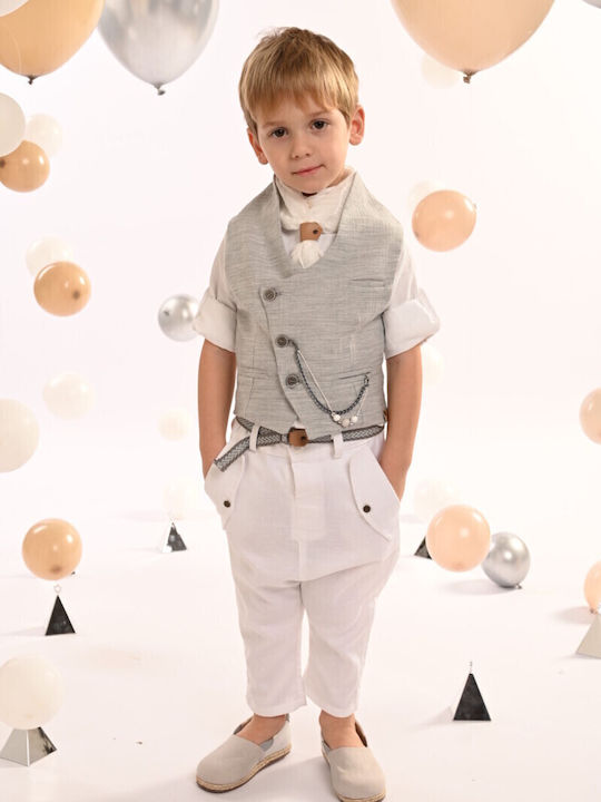 Baptism Suit for Boy White-Grey 125.28.8570 Baby Bloom Bbm-125-28-8570