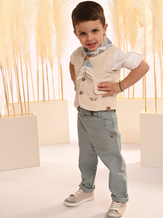 Кръщелно костюмче за момче в ментово-слонова кост 125.40.8570 Baby Bloom Bbm-125-40-8570