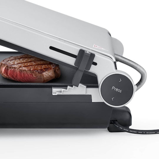 Caso SteakMaster Pro Настолна Електрическа Скара с Гладка и Релефна Плоча 2000W Неръждаема с Капак и Регулируем Термостат 42.5x35см