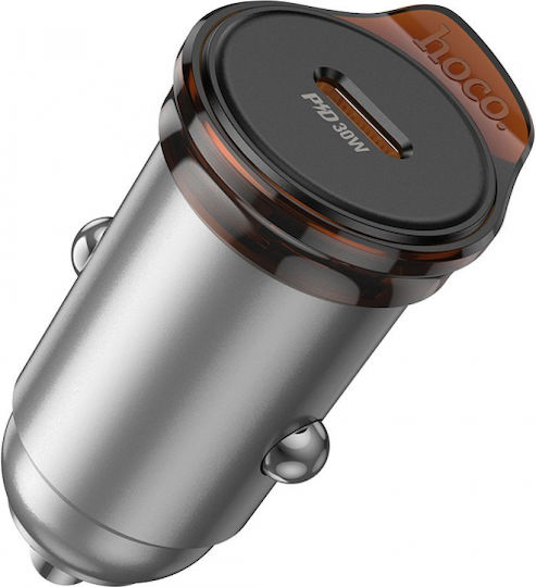 Hoco NZ16B Auto-Ladegerät 45W 3A mit Anschlüssen: 2xType-C mit Kabel Blitzschlag Gray Farbe