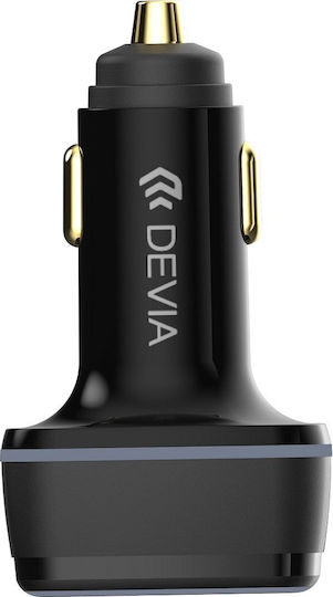 Devia Extreme Auto-Ladegerät 115W Schnellladung mit Anschlüssen: 1xUSB 2xType-C Schwarz Farbe