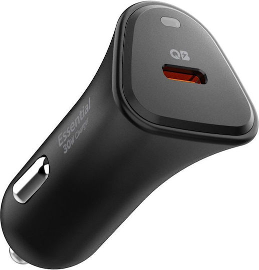 Spigen Essential 30w Car Charger Car Charger 30W with one Port: 1xType-C Black Color