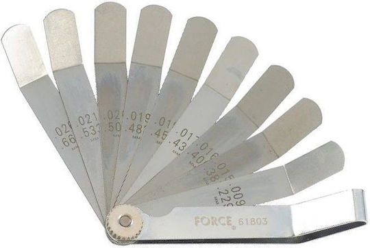 Force Valve Fillers Feeler Gauge with 9 Curved Blades 0.009"-0.026" / 0.229mm-0.660mm