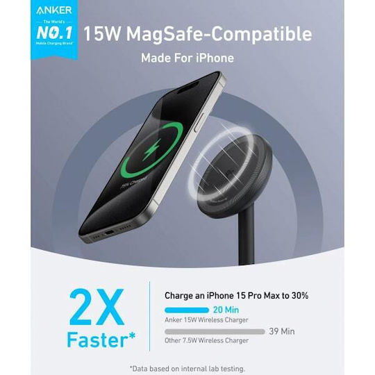 Anker Magsafe Charger 15W Power Delivery Black MagGo Stand