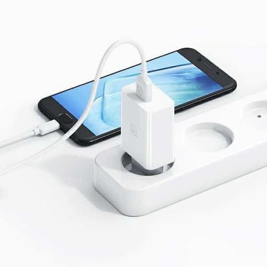Usams Charger with USB-A Port and Cable USB-C 18W Quick Charge 3.0 Whites (SCXLTZ02)