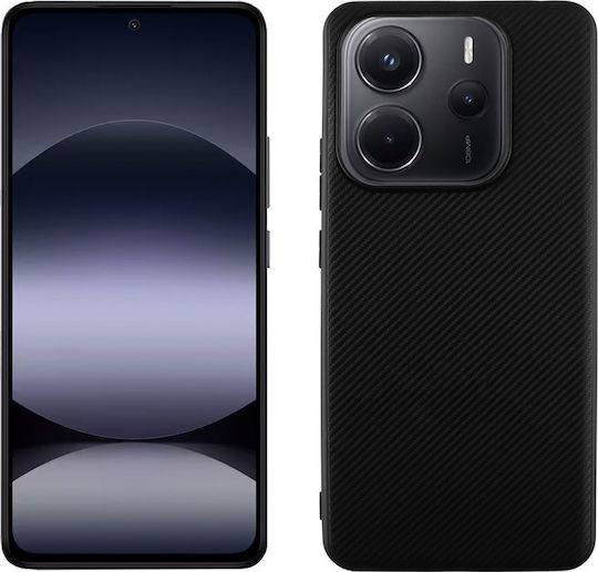 Volte-Tel Carbon Lift Umschlag Rückseite Silikon Schwarz (Redmi Note 14 5G)