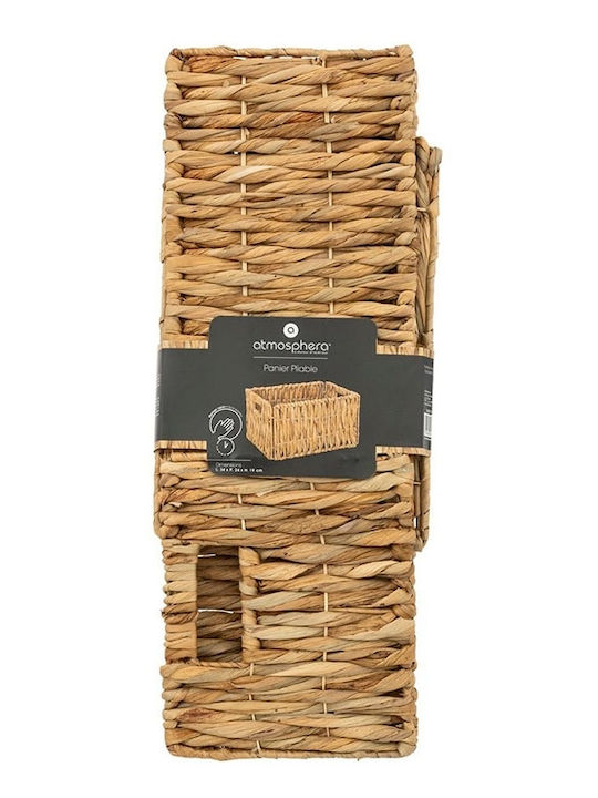 Atmosphera Maura Hycth Decorative Wicker Basket with Handles Beige 34x24x19cm