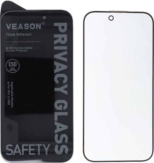 Veason Privacy Full Face Tempered Glass Negru (iPhone 15 Pro)