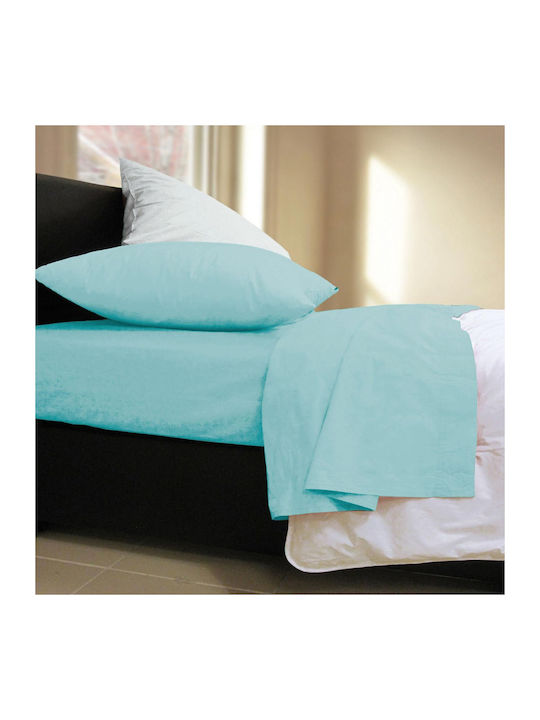 Nef-Nef Homeware Basic Super-Double Bed Sheet With Rubber Hugger 160x200+30cm Aqua