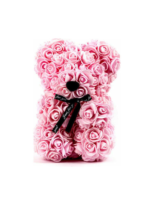 Bear of Artificial Roses Pink 25cm in Box Factory