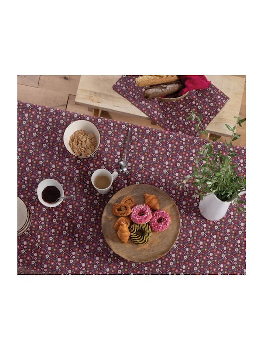 Nef-Nef Homeware Τραπεζομάντηλο Βαμβακερό Αλέκιαστο Livingry berry 140x140εκ.