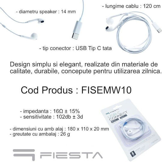 Platinet Pl0508 Earbuds Handsfree Ακουστικά με Βύσμα 3.5mm Λευκό