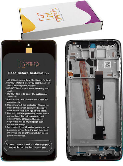 Hyper Fix O ecran cu Mecanism Tactil și Cadru pentru POCO X3 PRO, POCO X3, POCO X3 NFC (Negru)