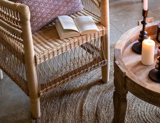 A-S Natural Teppich Rund Sommer Korbweide Jute
