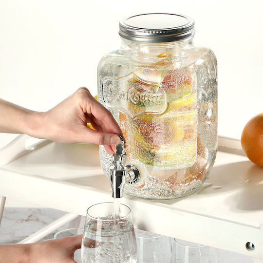 Borcan de sticlă Kadax 4l cu robinet pentru apă, limonadă, sucuri