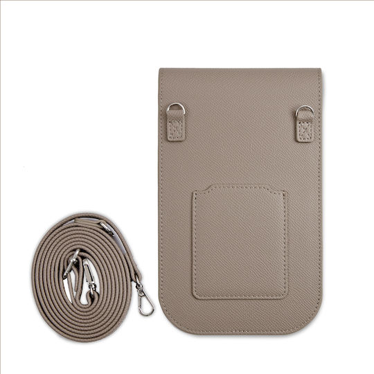 Guess Pu Grained Triangle Logo Phone Bag Brown